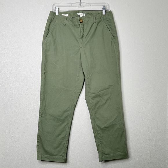 Loft The Monroe Slim Pant Green Size 8 Cotton Twill Ankle Mid Rise Stretch - Picture 1 of 8